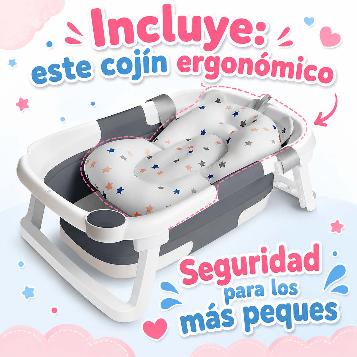 BAÑERA PLEGABLE CON TERMOMETRO + ENVIO GRATIS